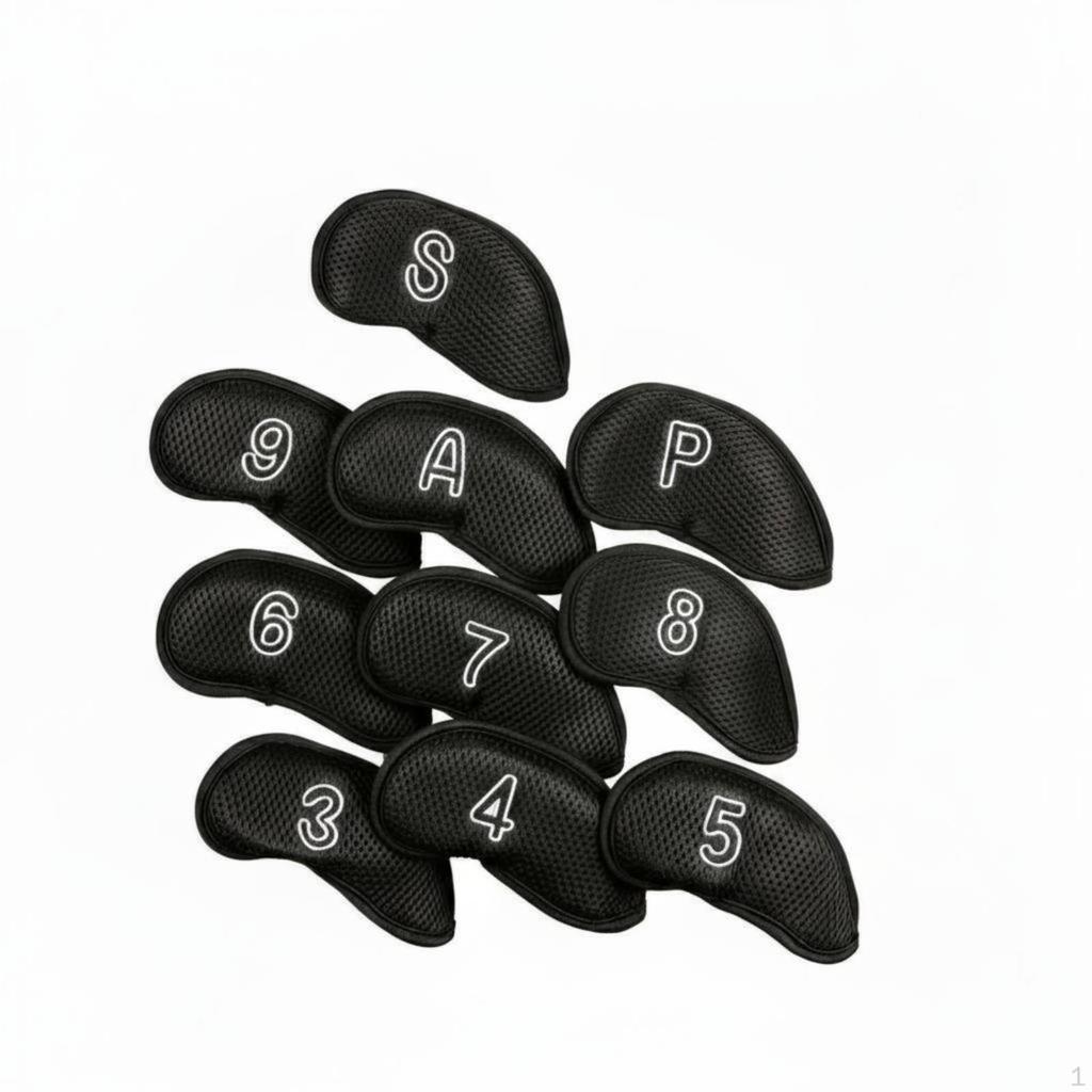 10 Pieces Golf Iron Headcover Set Scratch Protection Numbered Covers Closure for Golfers Royal