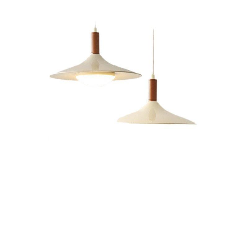 Nordic Walnut Three-Head Pendant Light for Dining, Bar, or Bedroom, Vintage UFO Style
