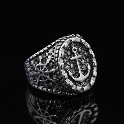 Vintage Viking Anchor Ring for Men Fashion Amulet Compass Norse Ring Stainless Steel Biker Punk Hip Hop Jewelry Gifts Wholesale