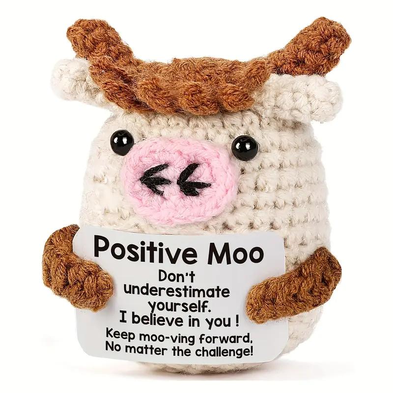 A Mini And Fun Positive Crochet Cow Gift Emotional Knitted Cow Animal Gift for Birthdays And Holidays
