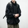 Men Jacket Solid Color Half Turtleneck Streetwear Autumn Washed Elastic Cuff Windbreaker for Daily Wear