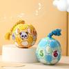 Plush Ball Dog Chew Toy Boredom Stress Relief Bite Resistant Squeaky Cartoon Ball Toy with Cotton Rope Pet Teething Cleaning Toy