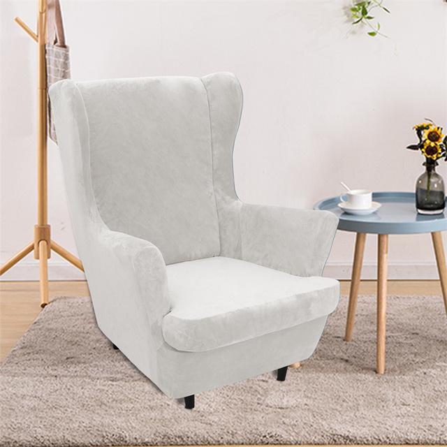 Thicken Velvet Wing Chair Cover Stretch Spandex Armchair Covers Warm Relax Sofa Cover Couch Slipcovers With Seat Cushion Covers