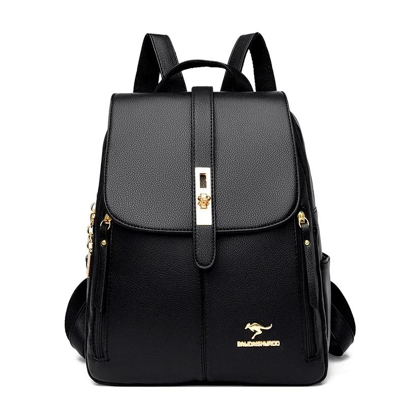 Women Large Capacity Backpack  Leather Vintage Bags for Women School Bags Travel Rucksack Ladies Bookbag Knapsack