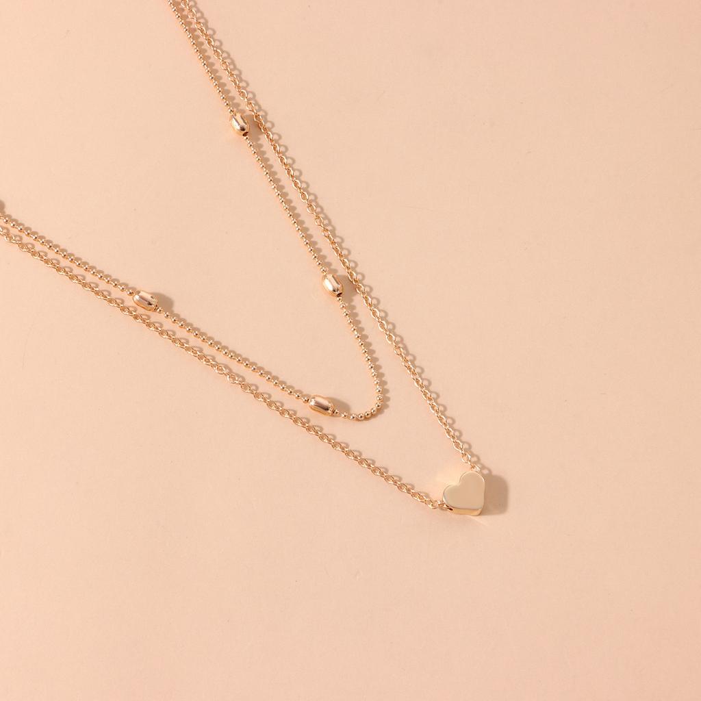 European and American Jewelry, Simple Love Multi-layer Collarbone Chain, Personalized Fashion and Versatile Temperament Peach Heart Necklace Women
