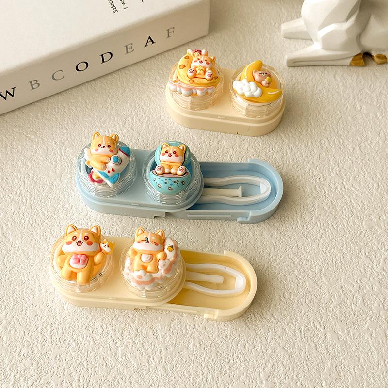 1pc Mini Contact Lens Case for Eyes Travel Kit Holder Cartoon Cute Cosmetic Contact Lenses Case Box Container Travel Accessaries
