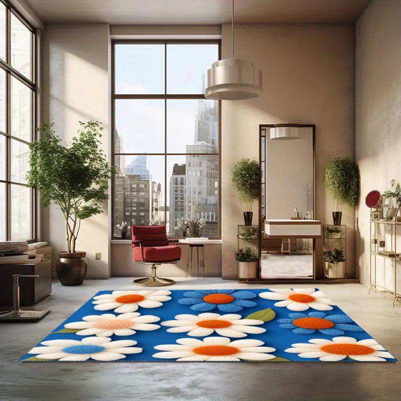 

3D Daisy Floral Rug Retro Fresh Entryway Doormat Front Door Rugs Non Slip Soft Easy Clean Durable Boho Home Decor Carpet 40X60cm