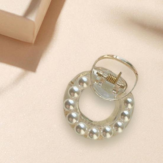 Sweet Mini Round Faux Pearls Hair Clip Non-slip Cross Teeth Back Head Small Hair Claw Styling Hair Accessories
