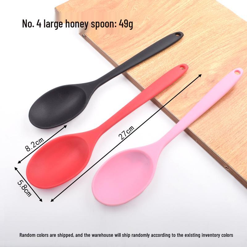Silicone Non-stick Soup Ladle with Integrated Handle and Scraper - Kitchen Cooking Utensil