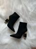 Mode Schwarz/grün Grüner Edelstein Absatz Stiefeletten Wildleder High Heel Stiefel Spitz Zehenbereich Seitenreißverschluss Mode Damenschuhe Kurz-/Langstiefel