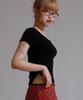 LIKE THE MOST U-Neck Round Cut Half T-Shirt_Black