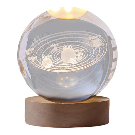 Faux Crystal Ball Night Light 3D Space/Cloud/Astronaut Engraved Clear Ball with LED Light for Bedroom Living Room Birthday Gift for Teens Boys Girls