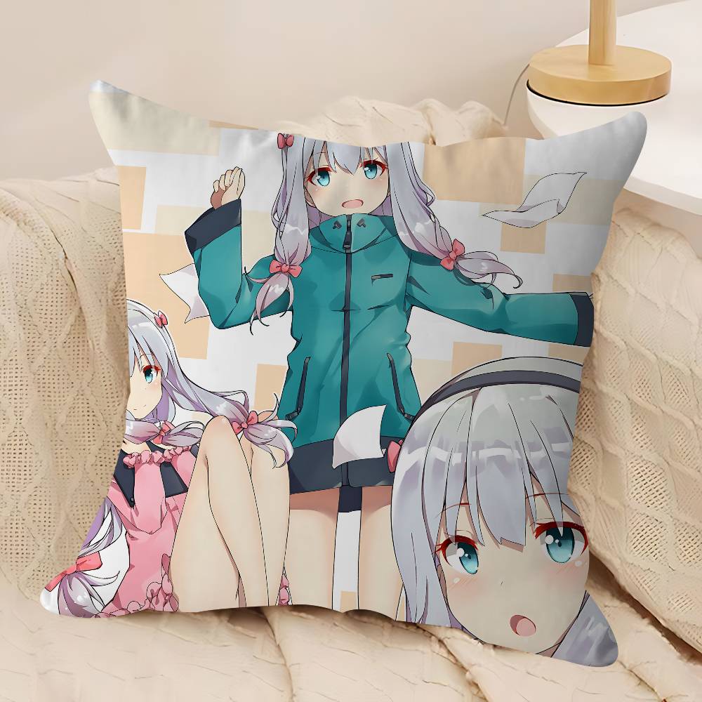 Anime I-Izumi S-Sagiri Decorative Room Aesthetics Pillow Case Home Decor Bedroom Sofa Bed Couch Pillow Cover 45x45