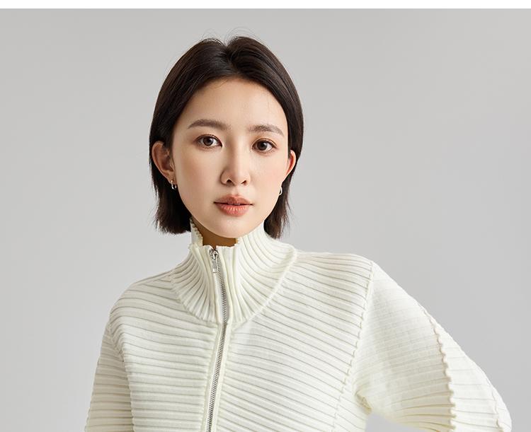 Fashionable Three-dimensional Ribbed Knitted Sweater for Women, 2026 Spring and Autumn New High-end Cardigan Sweater Jacket
