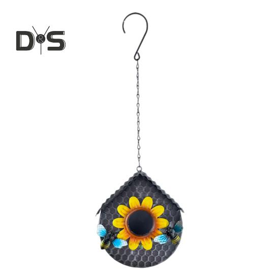 

Улей для птиц, наружные подвесные мини-соты, скворечники с орнаментом в виде подсолнуха, металлическое гнездо для диких птиц для украшения газона в саду чёрный