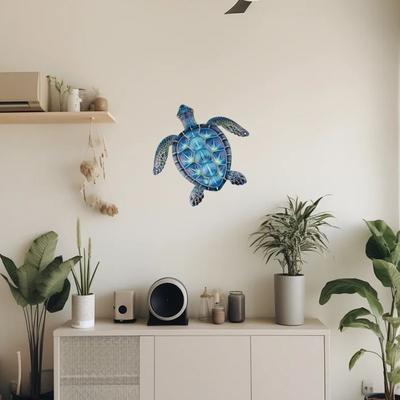 1pc Blue Metal Sea Turtle Wall Decor - Art Decoration, Gift for Turtle Lovers, Home