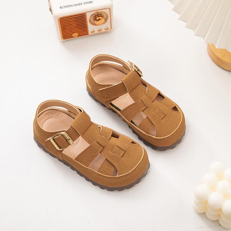 

Straps Strape Children Shoes Sandals Covered Toe All Match Student Everyday Shoes New Arrival Boys Girls Beach Shoes I04164 26 коричневый