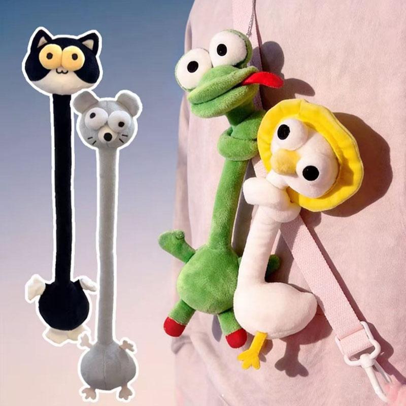 Long Neck Evil Sausage Dog & Chihuahua Plush Keychain Pendant Cute Stuffed Animal Doll for Machine Gift