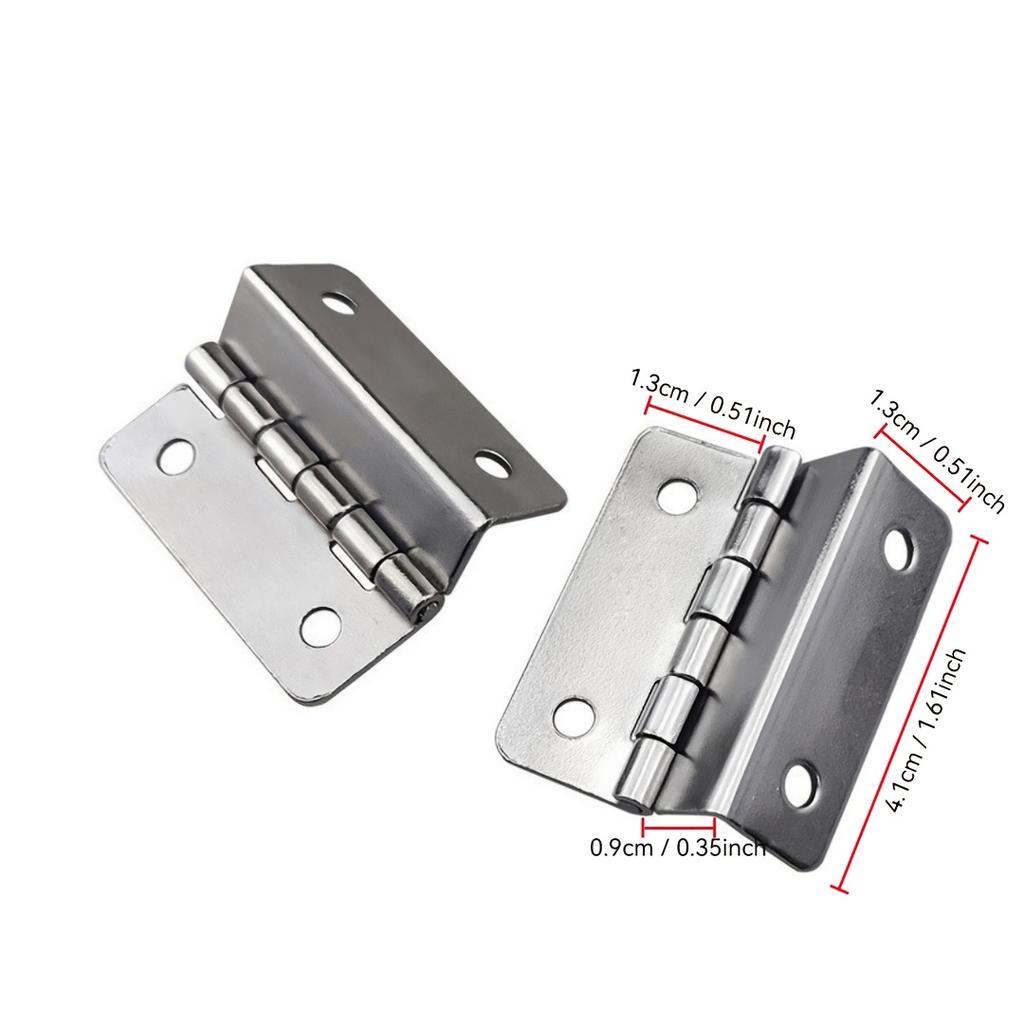 40pcs Tri-Fold Hinge Cabinet Door Hinge Wooden Box Hinge Nickel Plated Silver Furniture Hardware Accessories