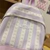 Striped Colorblock Backpack Large Capacity Student Schoolbag Lightweight Backpack