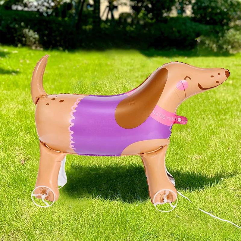 Large Size 4D Dinosaur Dog Cat Standing Foil Balloons Animals Walking Balloon With Wheel For Kids Birthday Party Decoration