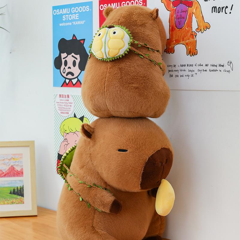 New Kapibara Fruit Durian Capybara Plush Toy Throw Pillow Guinea Pig Doll Doll Removable Backpack