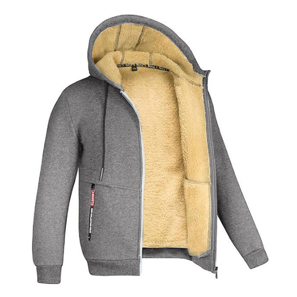 Sweat-shirt à capuche à manches longues pour homme, couleur unie, fermeture éclair, pull d'hiver, grande taille, décontracté