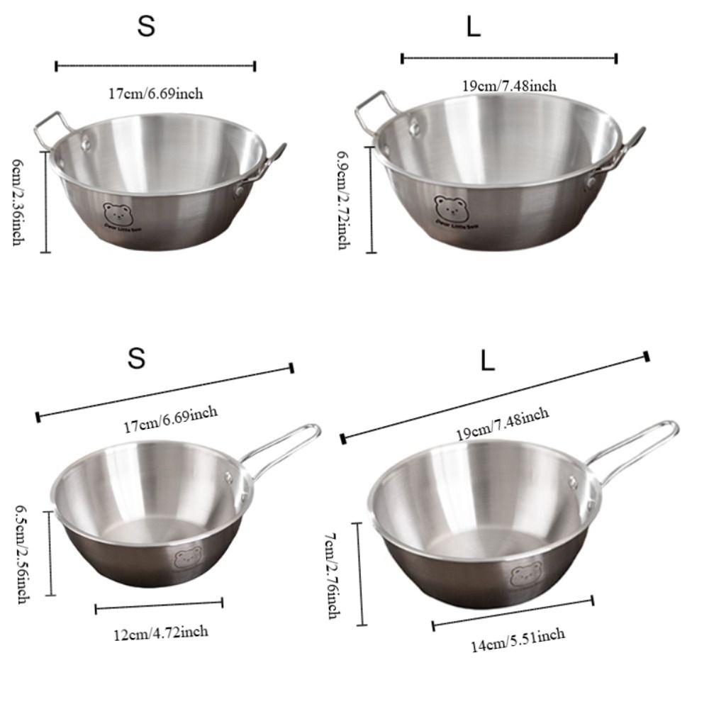 Doubel/Single Handle Korean Noodle Bowl 304 Stainless Steel Salad Bowl Seafood Rice Pot  Picnic