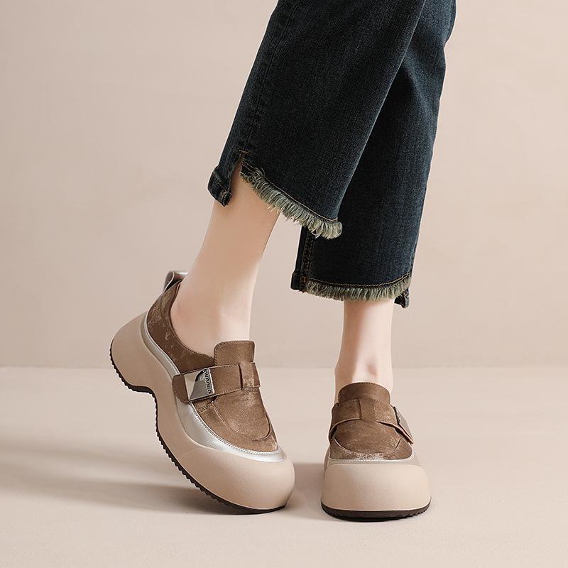 Women's Retro Leather Slip-On Sneakers - Breathable Spring/Summer Casual Low-Cut Shoes