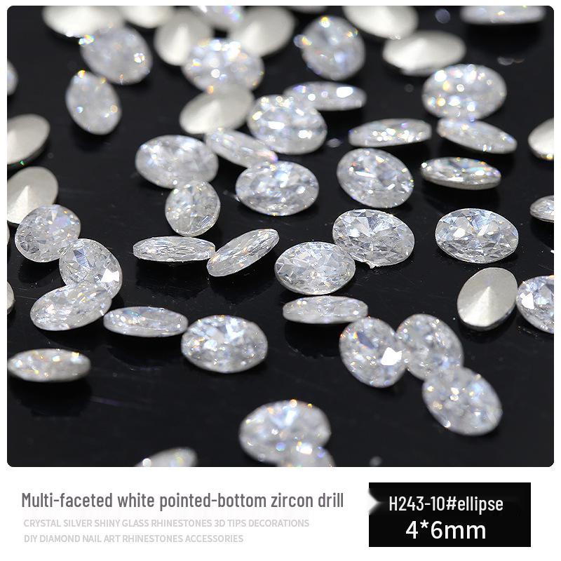 Multifaceted White Zircon Nail Ornaments - Super Shiny Marquise & Square Irregular Decorations