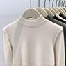 Autumn/Winter 2025 Women's Ribbed Half-High Neck Velvet-Lined Base Layer Shirt with Stand Collar