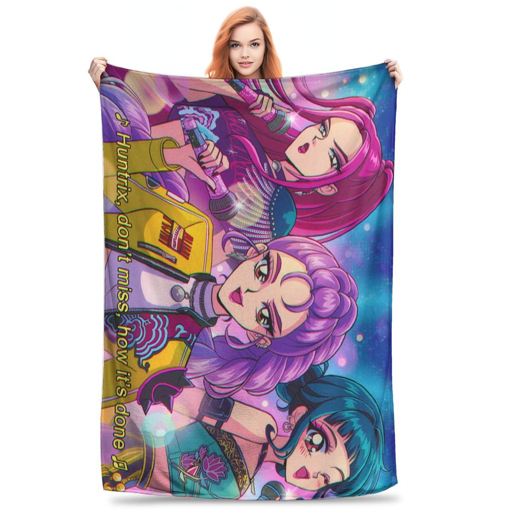 Soft BlanketKids Picnic Kpop Demon Hunters HuntrX  Bedding Throws  Flannel Bedspread For Bedroom Funny Sofa Bed Cover
