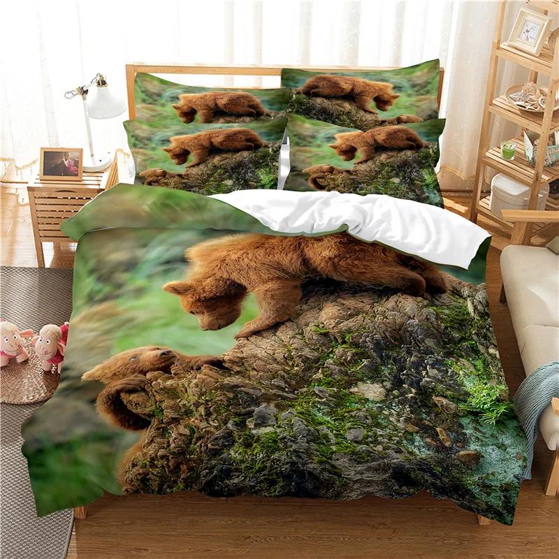 Double 228X228Cm Bedding Set Bedroom King Print Animal Wolf, Tiger,Lion,Rhinoceros Home Textile Teen Boy Girl Duvet Cover Set