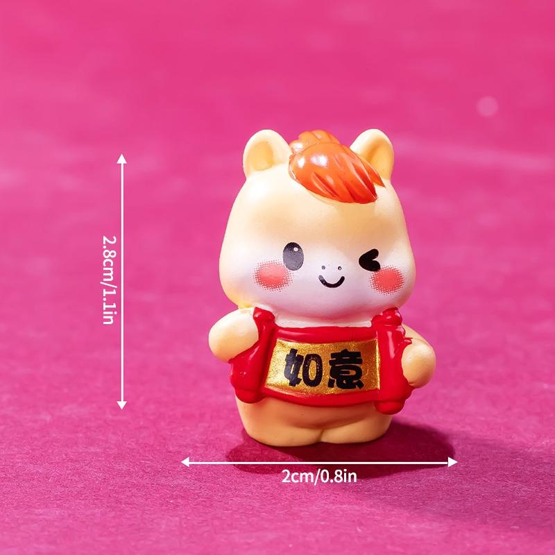 2026 New Year Resin Pony Decoration Ornament Mini Car Desktop Ornament New Year Birthday Blessing Gift Spring Festival Crafts