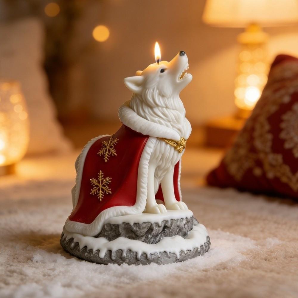 Cute Cloak Wolf Dog Mold Flexible Silicone Candle Mold Decorative 3D Wolf Mold Plaster Statues