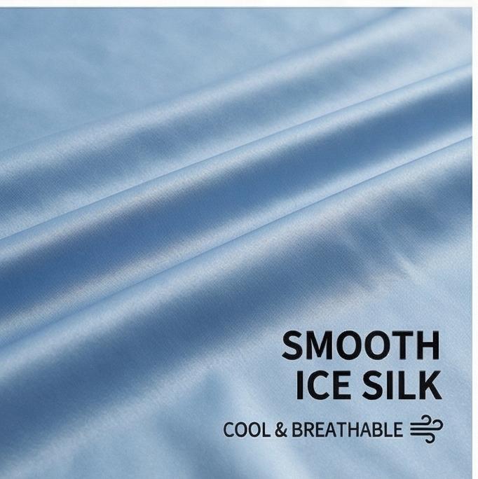 Fitted Ice Rattan Silk Cooling Mat, Soft Washable Summer Bedding for Bedroom & Air-Conditioned Rooms