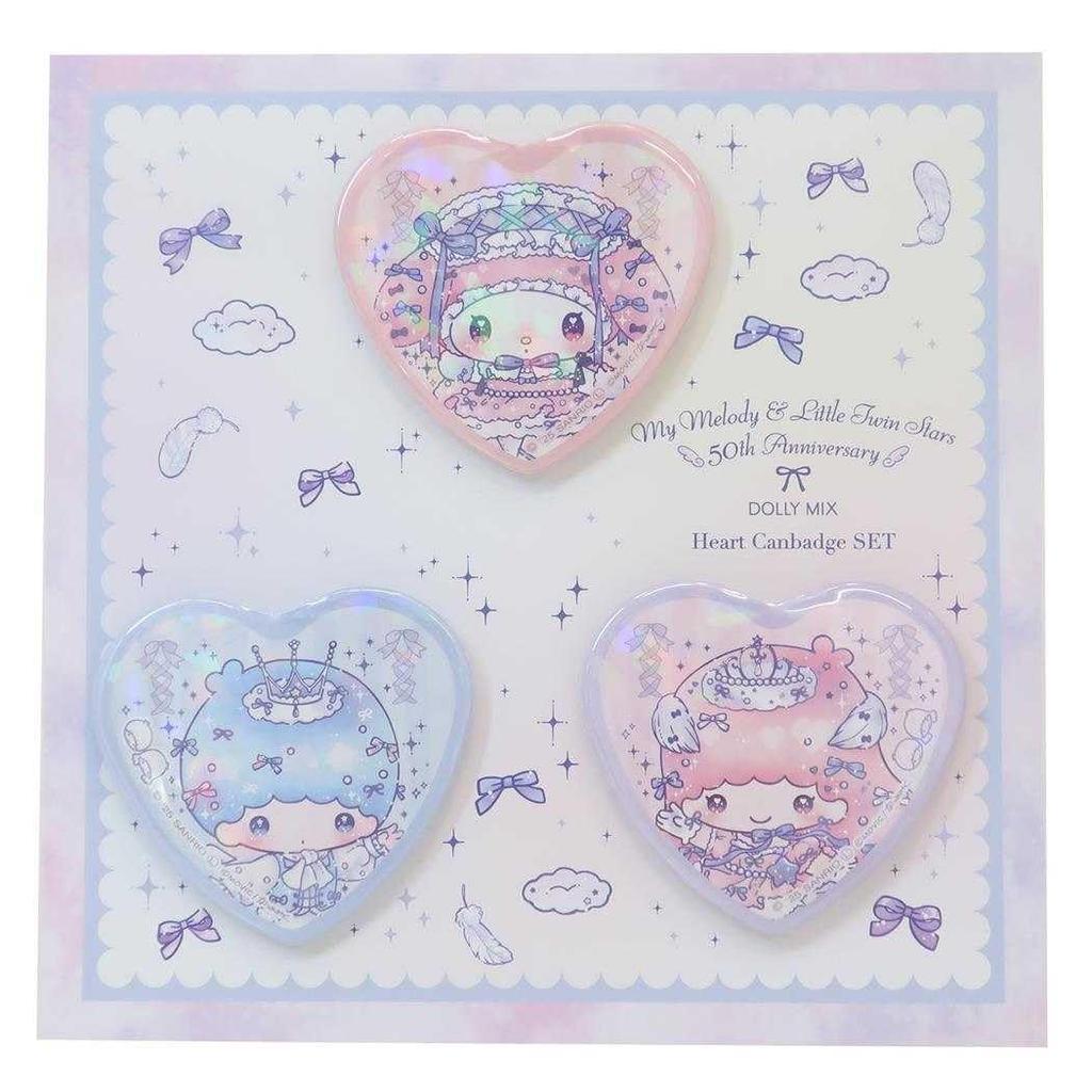 My Melody & Little Twin Stars X DOLLY MIX Heart Badge Set of 3