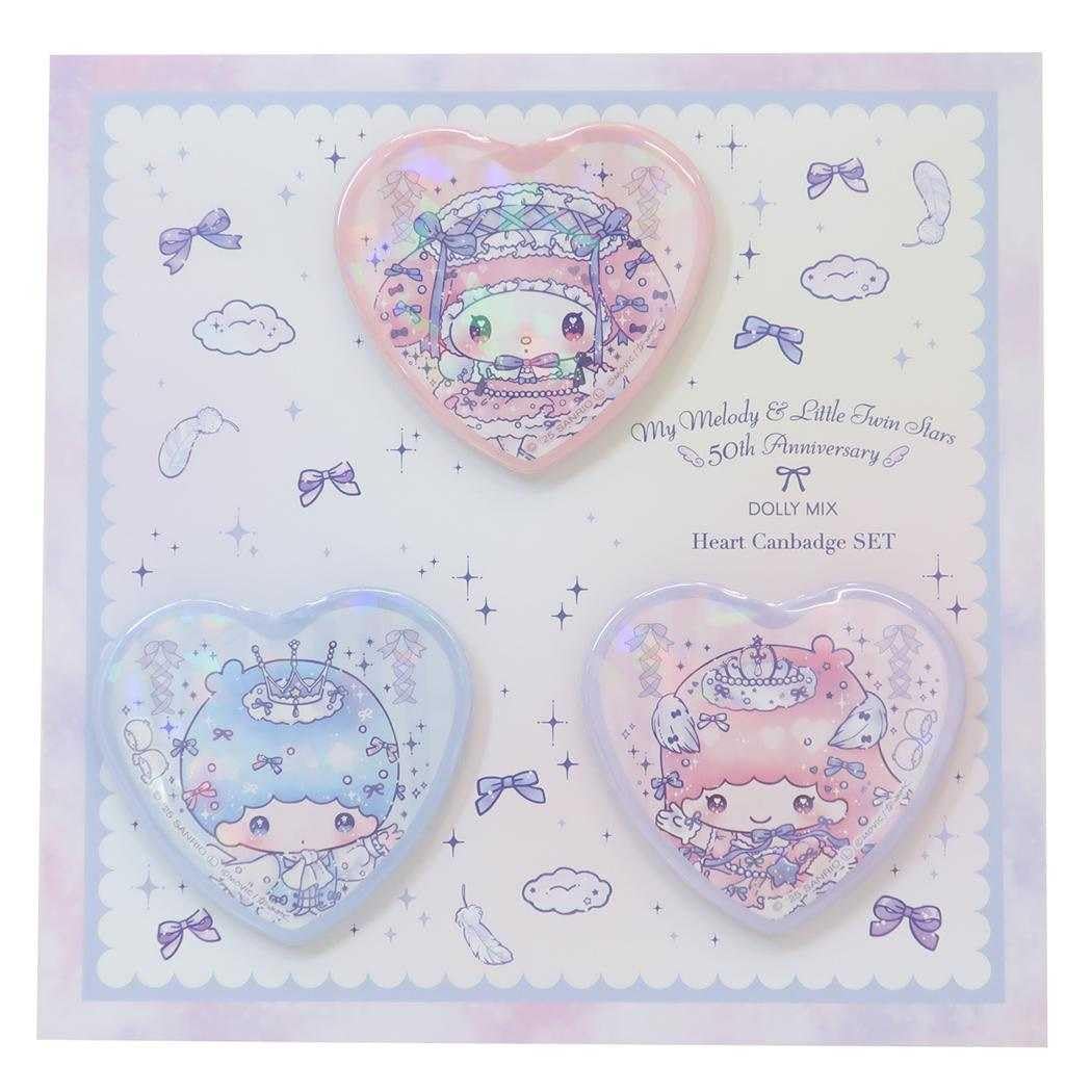

My Melody & Little Twin Stars x DOLLY MIX Heart Badge Set of 3