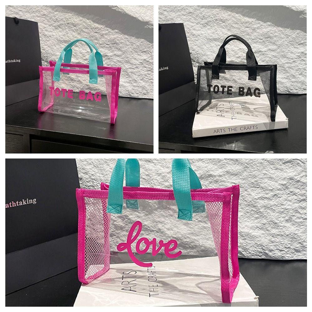 All-match PVC Beach Bag Large Capacity Waterproof Handbag Transparent Jelly Bag  Cosmetic Bag