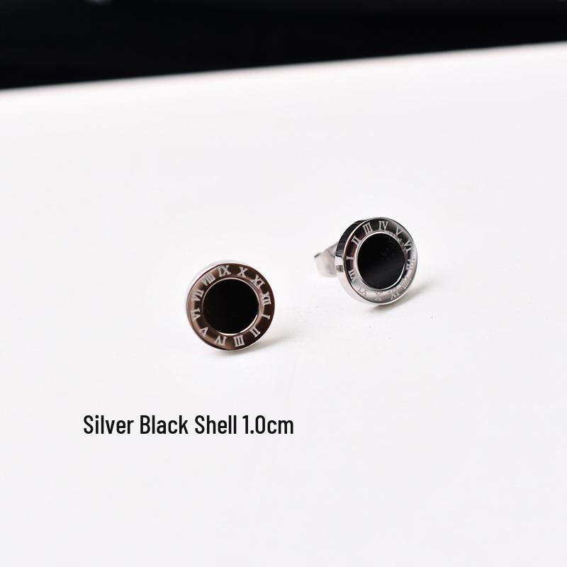 Unisex Roségold & Schwarze Titanstahl Ohrstecker