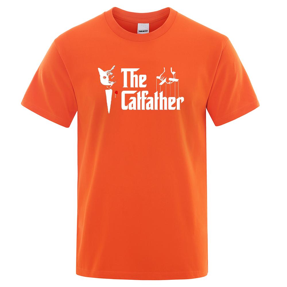 The Catfather Cat Cool Printing Man Tshirt Casual Comfortable T-Shirt Fashion Vintage Tee Shirts Oversized Casual T Shirts Men's
