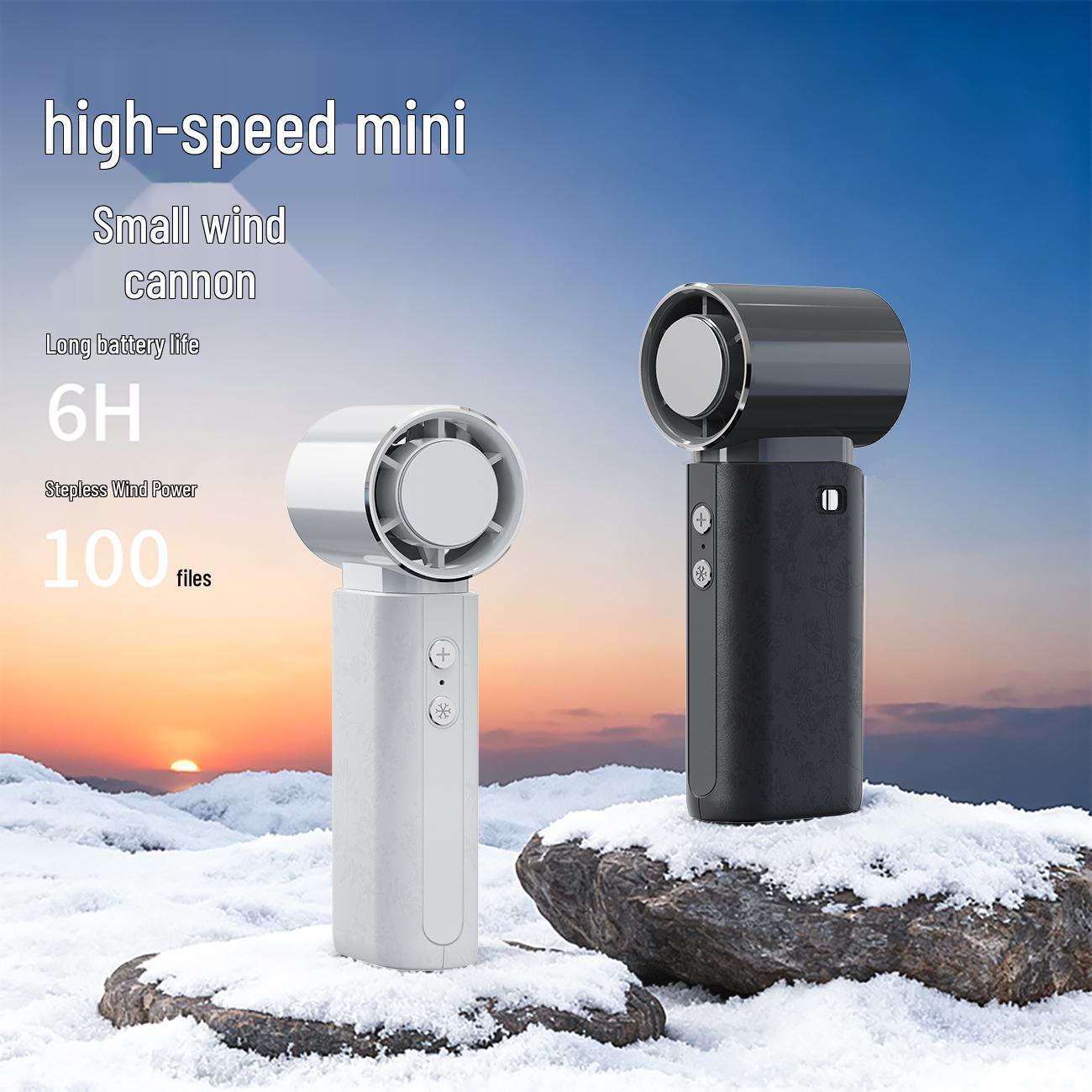 Portable 100-Speed Turbine Mini Fan with Digital Display & Long Battery Life White [Digital Display]