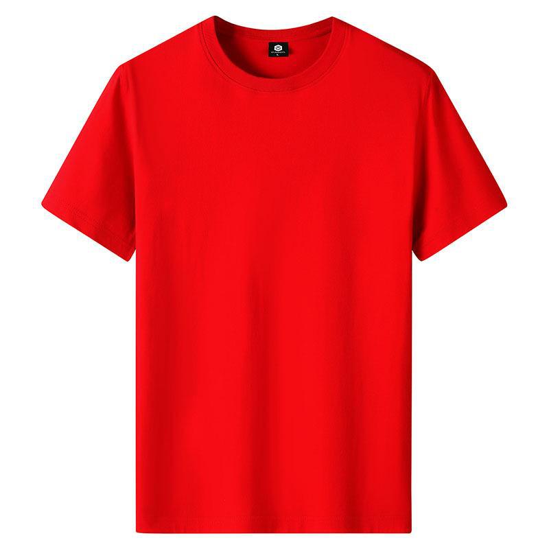 

Мужская летняя футболка свободного кроя из хлопка — короткий рукав, круглый вырез, размер плюс, повседневная однотонная. 6XL красный