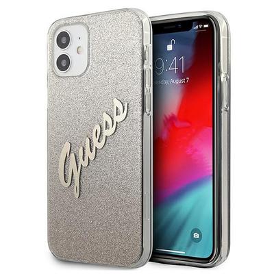 Guess Guhcp12Spcuglsgo Iphone 12 Mini5,4 Złoty/Gold Twarde Etui Brokatowy Gradient Skrypt