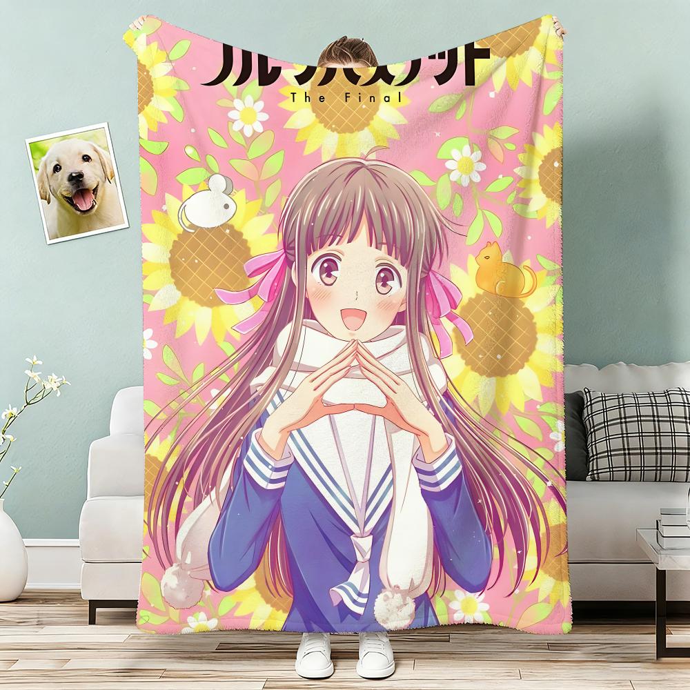 Anime Fruits Basket Throw Lightweight 240g Flannel Blanket Soft Skin-friendly for Summer Cooling 75x90cm