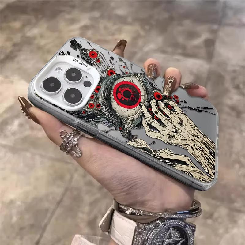 Spooky Style Eye Pattern Phone Case For iPhone 16 15 14 13 12 11 Pro Max 7 8 Plus XR XS Max Shockproof Silicone Plating Cover