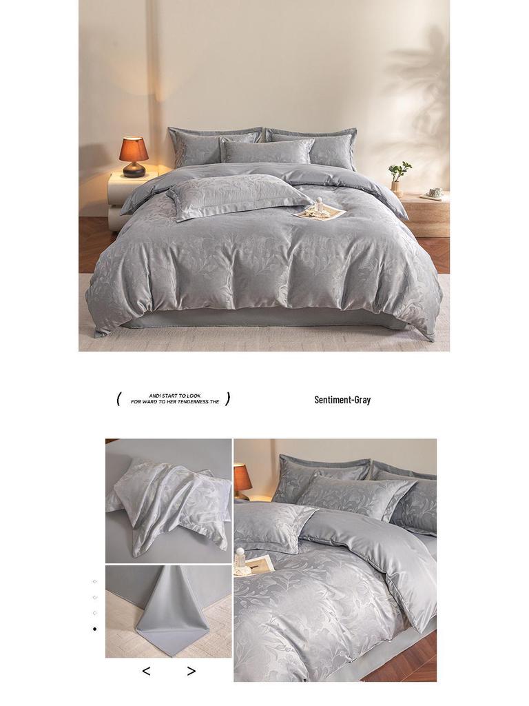 2026 Luxury Silk & Cotton Jacquard Bedding Set - Soft, Skin-Friendly & Comfortable