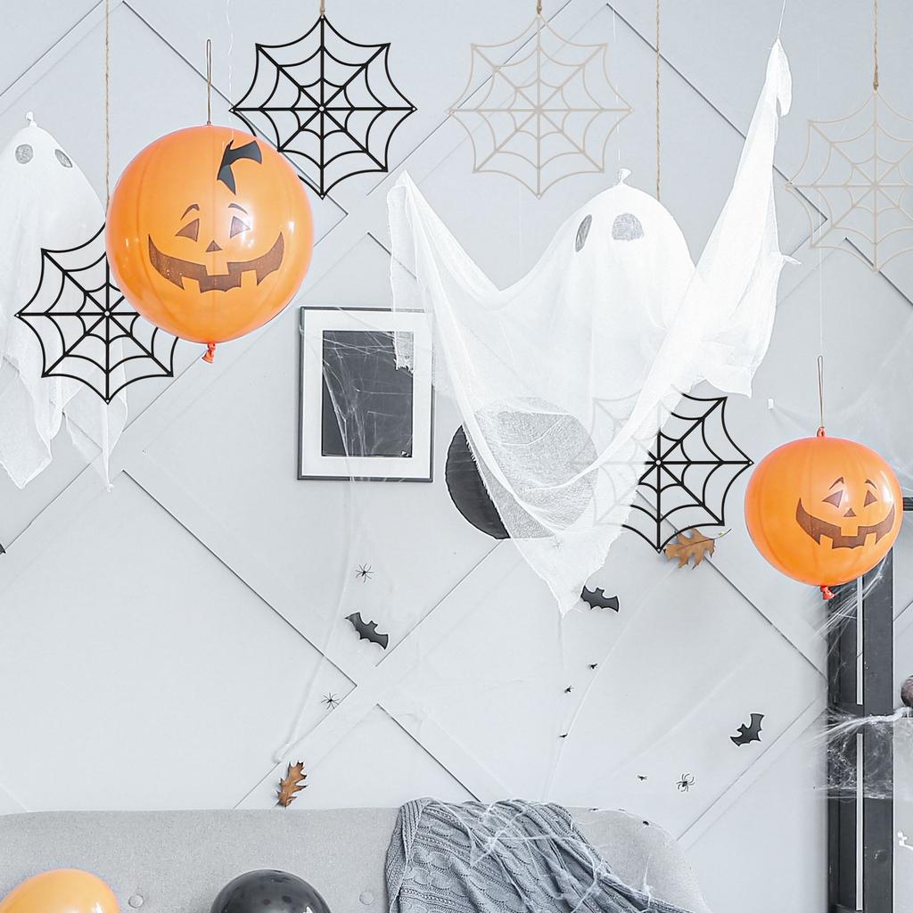 12pcs Halloween Spider Web Giant Spider Web Decoration Black Stretchy Cobweb Party Bar Haunted House Home Decoration