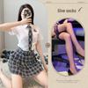 Seductive Schoolgirl Plaid Lingerie Set - Two-Piece Japanese Korean Role Play Outfit