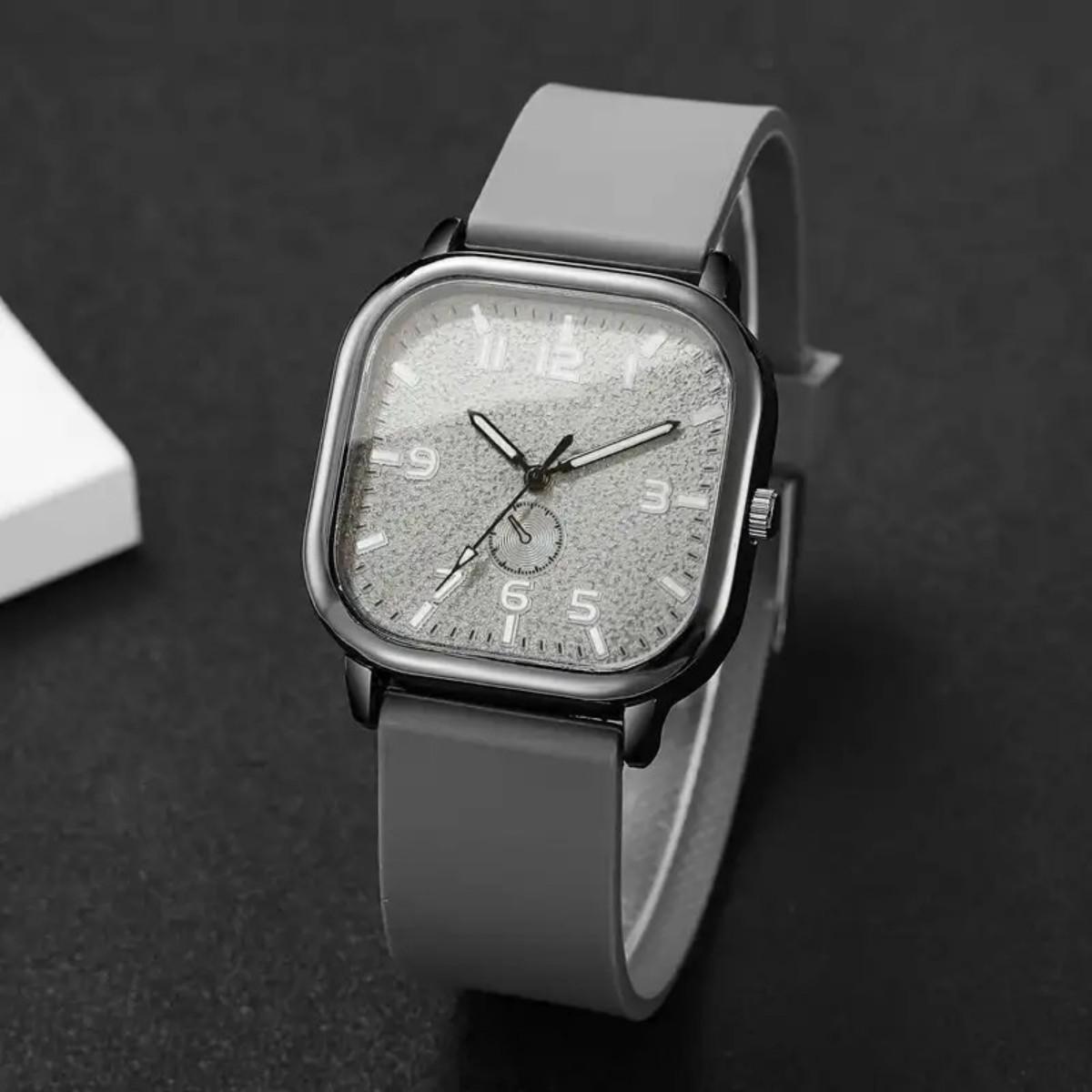 

Квадратные часы Повседневный силиконовый ремешок Кварцевые часы Спортивные наручные часы для мужчин женщин студентов